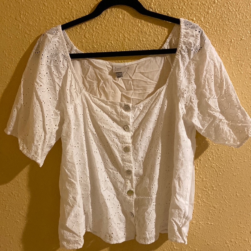 White eyelet top